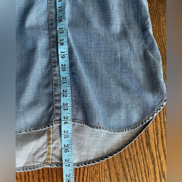 J.Crew Short Sleeve Popover Blue Button Placket Top Size XS lyocell linen cotton - Picture 7 of 7